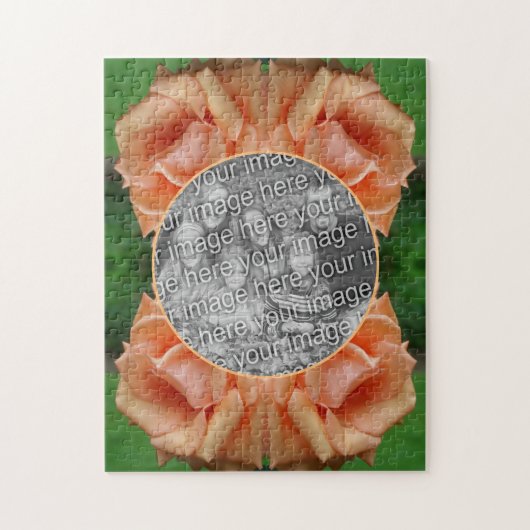 Blooming Peach Roos Lijst Creëer Uw eigen foto Legpuzzel (Verticaal)