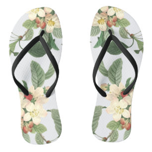 Blooming Pearl White Summer Floral Botanical Teenslippers