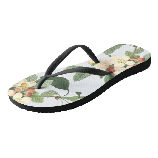 Blooming Pearl White Summer Floral Botanical Teenslippers (Schuin)