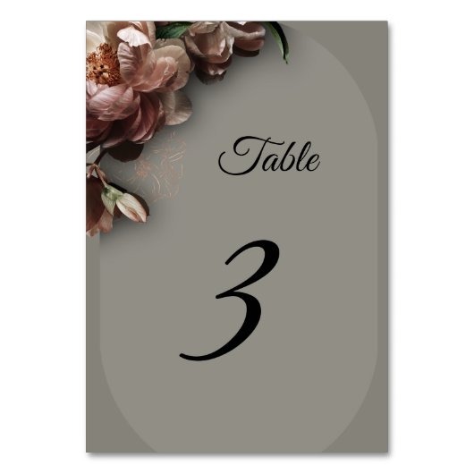Blooming Peonies Table Number Kaart (Voorkant)
