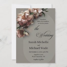 Blooming Peonies Wedding Invitation Kaart