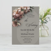 Blooming Peonies Wedding Invitation Kaart (Staand voorkant)