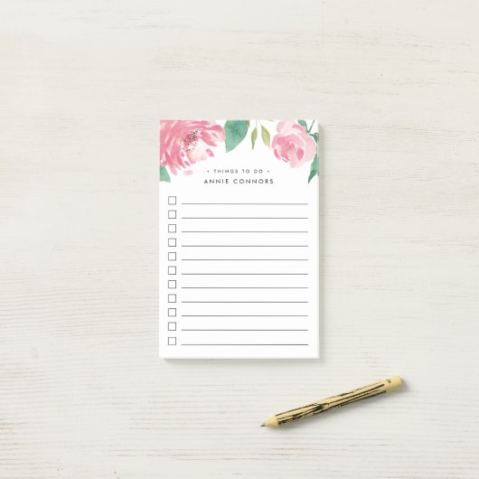 Blooming Peony | Aangepast om lijst te doen Post-it® Notes (Op bureau)