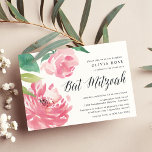 Blooming Peony | Uitnodiging Bat Mitzvah<br><div class="desc">De zoete florale uitnodigingen voor bat mitzvahs zijn voorzien van waterverf pinda's in levendige roze,  voorzien van rode bladeren. Pas met uw die details van de Bat Mitzvah aan het recht worden gericht en met kerkelijke kalligrafie in reliëf gemaakt. Invitaties veranderen in vaste,  wazige roze.</div>