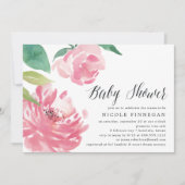 Blooming Peony | Uitnodiging tot Baby shower (Voorkant)