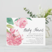 Blooming Peony | Uitnodiging tot Baby shower (Staand voorkant)
