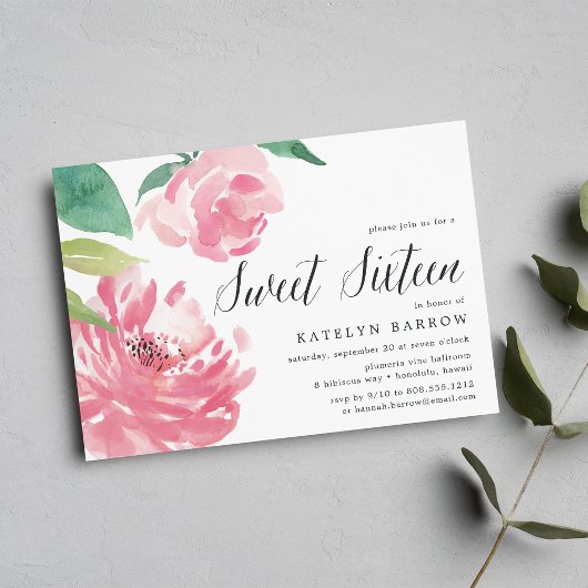 Blooming Peony | Uitnodiging voor sixteen