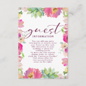 Blooming Pink Floral bruiloft gastinformatie Informatiekaartje (Voorkant)