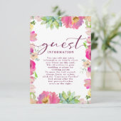 Blooming Pink Floral bruiloft gastinformatie Informatiekaartje (Staand voorkant)