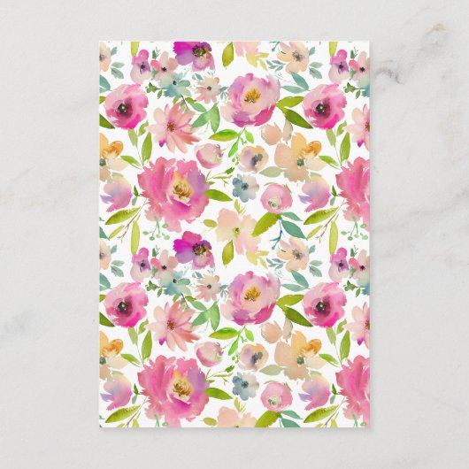 Blooming Pink Floral bruiloft gastinformatie Informatiekaartje (Achterkant)