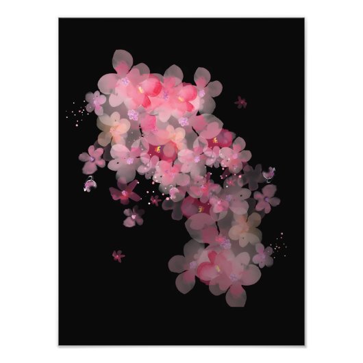 Blooming Pink op Bold Black Foto Afdruk (Voorkant)