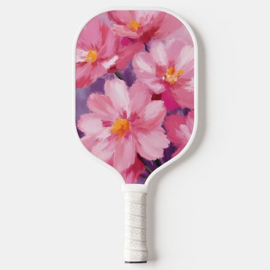 Blooming Pink Petals | Flower Painting Watercolor Pickleball Paddle (Voorkant)
