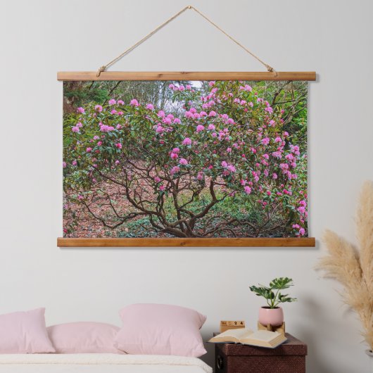 Blooming Pink Rhododendron Shrub Floral Hangend Wandkleed (Slaapkamer)