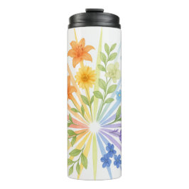 Blooming Radiance – Water Bottle with Rainbow Flow Thermosbeker
