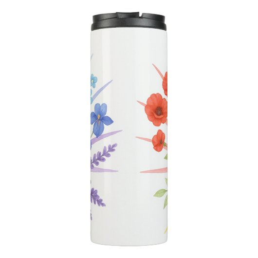 Blooming Radiance – Water Bottle with Rainbow Flow Thermosbeker (Achterkant)