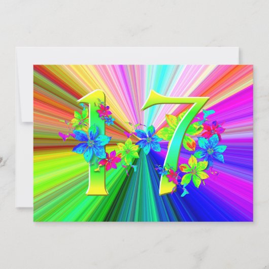 Blooming Rainbow Flowers voor 17e verjaardag (Voorkant)