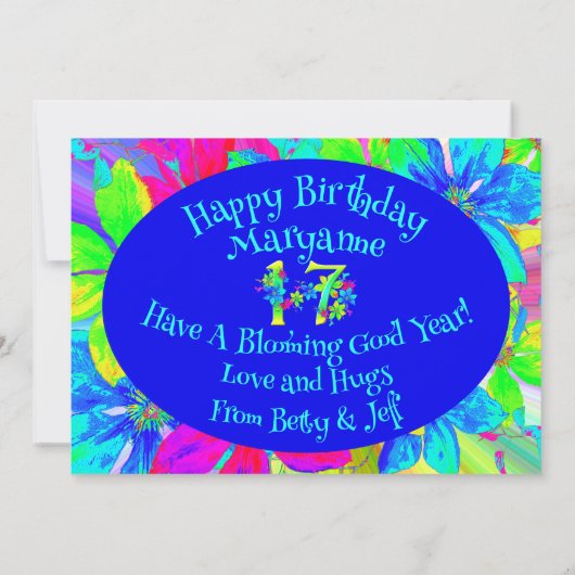 Blooming Rainbow Flowers voor 17e verjaardag (Achterkant)