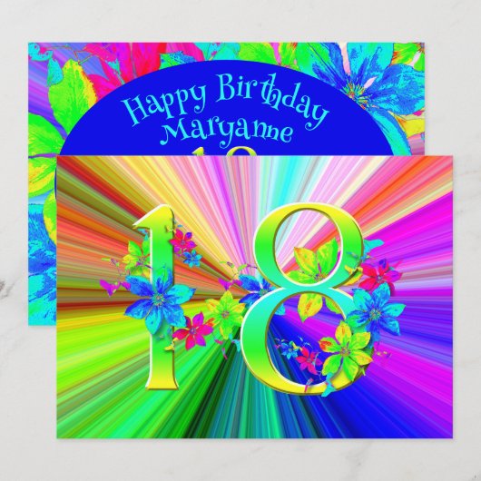 Blooming Rainbow Flowers voor 18e verjaardag (Voorkant / Achterkant)