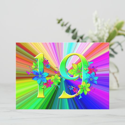 Blooming Rainbow Flowers voor 19th Birthday (Staand voorkant)