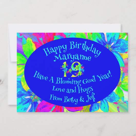 Blooming Rainbow Flowers voor 19th Birthday (Achterkant)