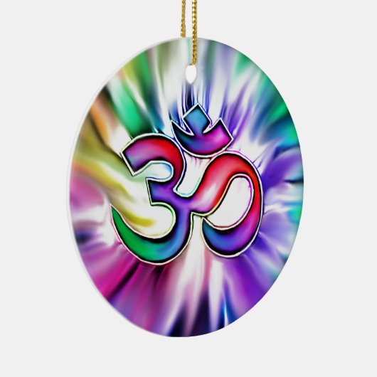 Blooming Rainbow Lotus OM Keramisch Ornament (Rechts)