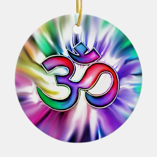 Blooming Rainbow Lotus OM Keramisch Ornament (Voorkant)