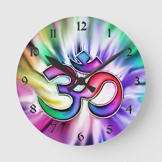 Blooming Rainbow Lotus OM Ronde Klok (Voorkant)