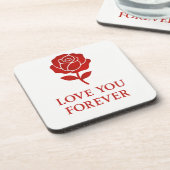 Blooming Red Rose Forever Message Valentine Bier Onderzetter (Linkerzijde)