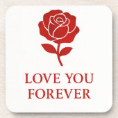 Blooming Red Rose Forever Message Valentine Bier Onderzetter (Voorkant)
