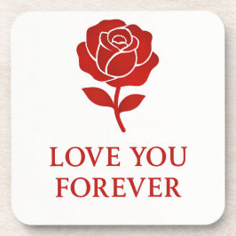 Blooming Red Rose Forever Message Valentine Bier Onderzetter