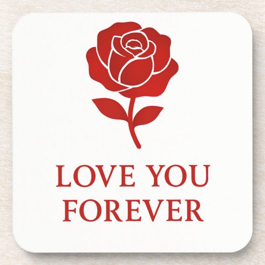 Blooming Red Rose Forever Message Valentine Bier Onderzetter (Voorkant)