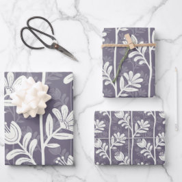 Blooming Rhythm Floral Silhouette white & lavender Inpakpapier Vel