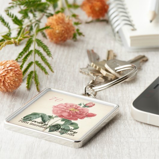  Blooming Roos 70e verjaardag SK Sleutelhanger (Zijkant)