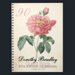 Blooming Roos 90th Birthday Celebration GB Notitieboek<br><div class="desc">90th Birthday party spiral notebook (gastenboek) met botanische Waterverven van een bloeiende zachte rode Rose van Pierre-Joseph Redouté. U kunt tekst (kleur, doopvont, grootte en positie) gemakkelijk veranderen door te klikken personaliseer of pas knoop aan. Matching Birthday Invitation, Birthday Benefix, party supply (paper bord and napkin), kussen en nog veel...</div>