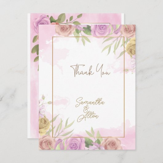 Blooming Roos Roze bruiloft Hartelijk dank Bedankkaart (Voorkant / Achterkant)