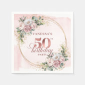 Blooming Rose Gold Blush Floral 50th Birthday Servet (Voorkant)
