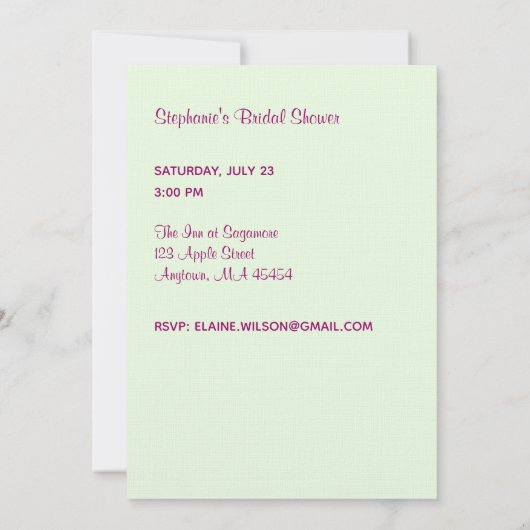Blooming Roze Foxglove Bridal Shower Invitation Kaart (Achterkant)