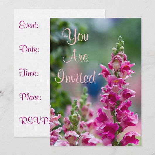 Blooming Roze Foxglove Invitation Kaart (Voorkant / Achterkant)