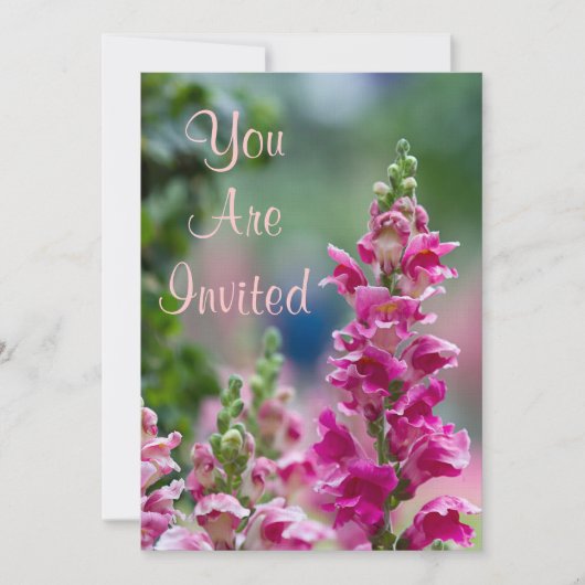 Blooming Roze Foxglove Invitation Kaart (Voorkant)