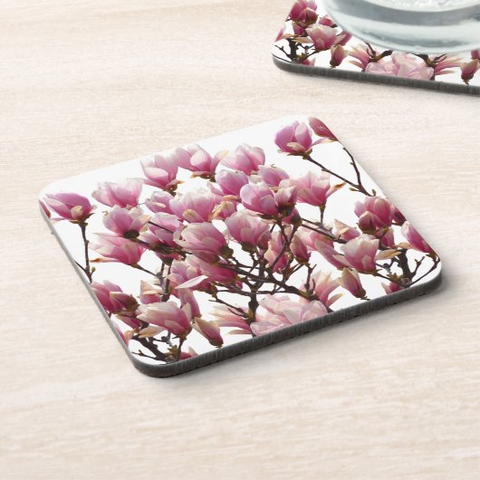 Blooming roze Magnolias Spring Flower Bier Onderzetter (Linkerzijde)