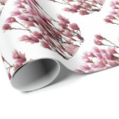 Blooming roze Magnolias Spring Flower Cadeaupapier (Rol Hoek)