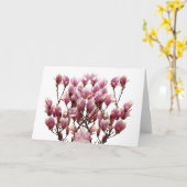 Blooming roze Magnolias Spring Flower Kaart (Gele Bloem)