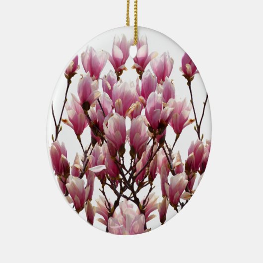 Blooming roze Magnolias Spring Flower Keramisch Ornament (Rechts)