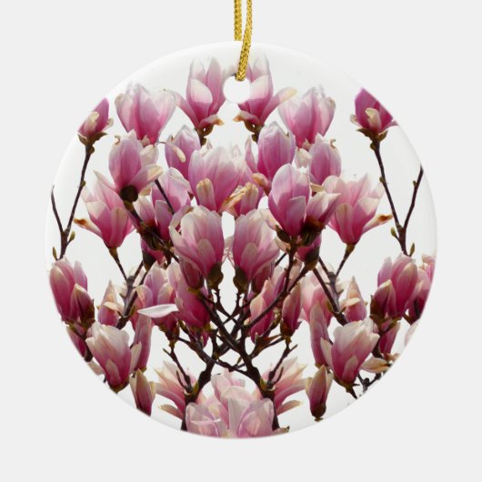 Blooming roze Magnolias Spring Flower Keramisch Ornament (Voorkant)