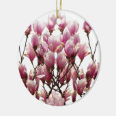 Blooming roze Magnolias Spring Flower Keramisch Ornament (Links)