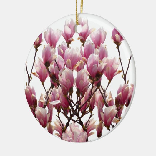 Blooming roze Magnolias Spring Flower Keramisch Ornament (Links)