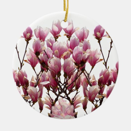 Blooming roze Magnolias Spring Flower Keramisch Ornament (Voorkant)