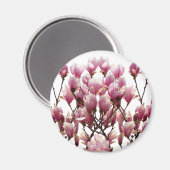 Blooming roze Magnolias Spring Flower Magneet (Voorkant / Achterkant)