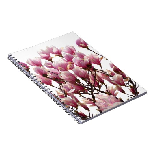 Blooming roze Magnolias Spring Flower Notitieboek (Rechterzijde)