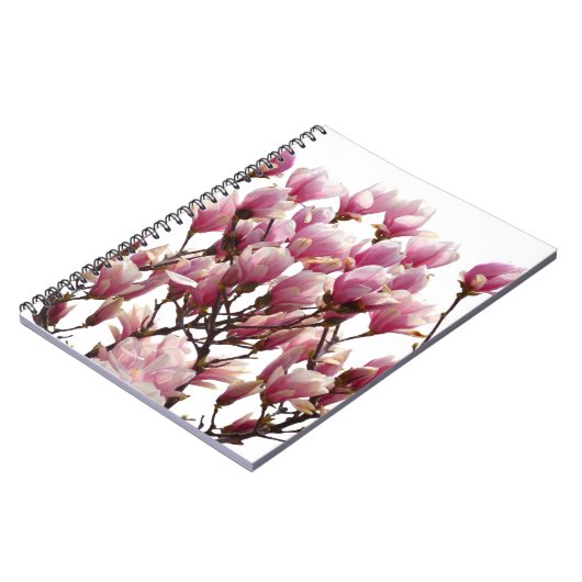 Blooming roze Magnolias Spring Flower Notitieboek (Linkerzijde)